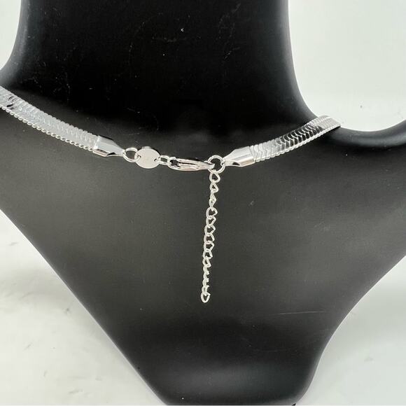 Jennifer Zeuner Jewelry Herringbone Necklace Silver IP Plating Brass Classic NEW - Picture 6 of 9